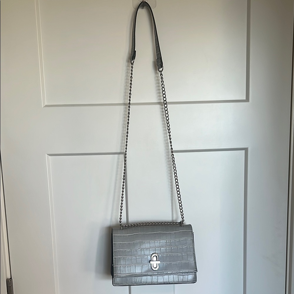 Accessorize Gray Crossbody Bag with Flap Closure